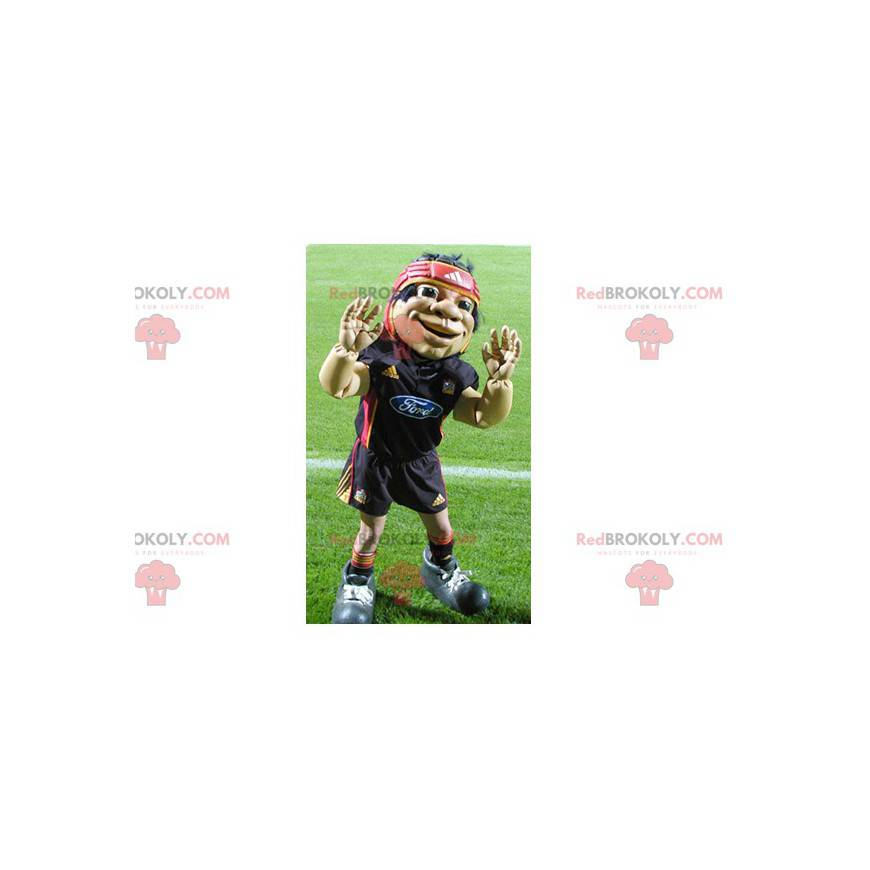 Mascotte d'homme sportif de rugbyman - Redbrokoly.com