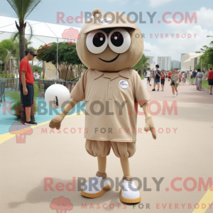 Tan Petanque Ball maskot...