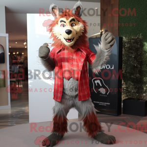 Rød varulv maskot kostume...