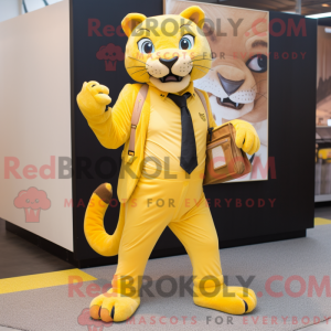 Gul Puma maskot kostume...