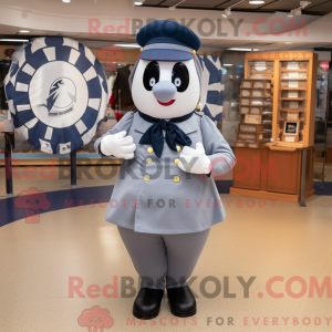 Gray Navy Soldier mascot...