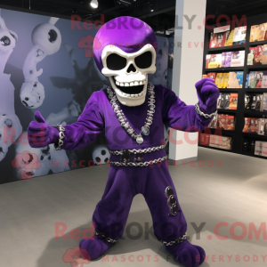 Lilla Skull maskot kostume...