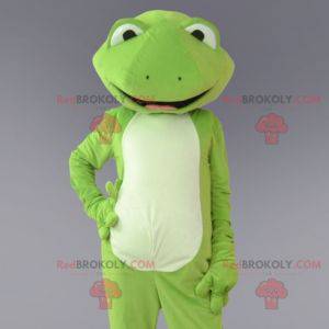 Groene en witte kikker mascotte. Kikker kostuum - Redbrokoly.com