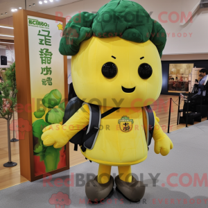 Gul Broccoli maskot kostume...