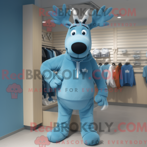 Sky Blue Elk maskot kostume...