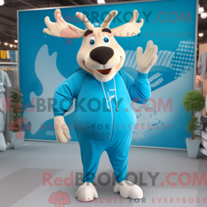 Sky Blue Elk maskot kostume...