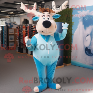 Sky Blue Elk maskot kostume...