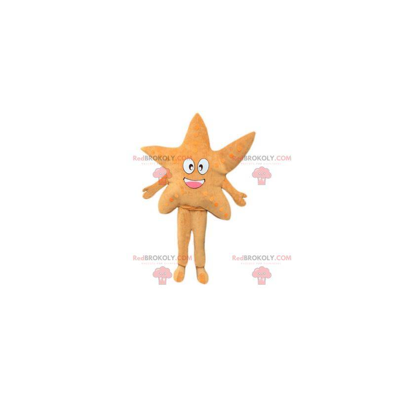 Mascota estrella de mar beige bonita y sonriente -