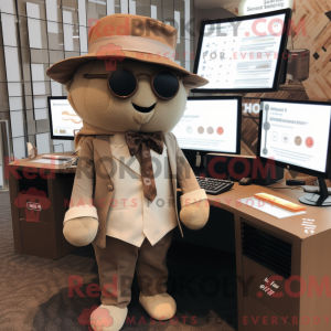 Tan Computer mascot costume...