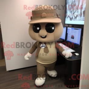 Fantasia de mascote de computador bege com colete e boinas - Mascotes de computador - REBROKO_227151 - RedBrokoly.com