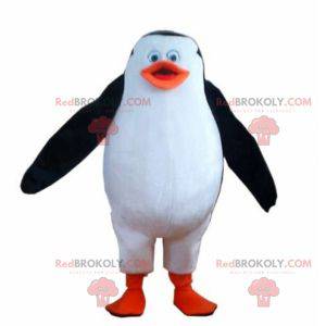 Mascotte pinguino bianco nero e arancione paffuto e carino -
