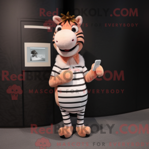 Peach Zebra maskot kostume...