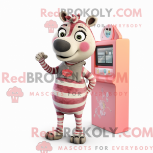 Peach Zebra maskot kostume...