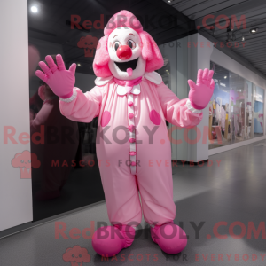 Roze clown mascottekostuum...