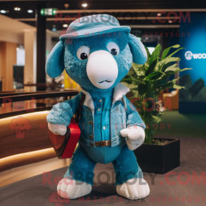 Cyan Suffolk Sheep mascot...