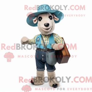 Cyan Suffolk Sheep maskot...