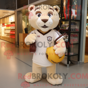 Beige Puma maskot kostume...