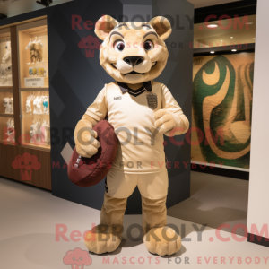 Beige Puma maskot kostume...