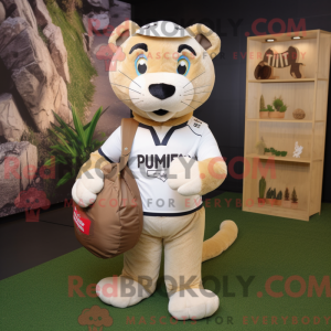 Beige Puma mascot costume...