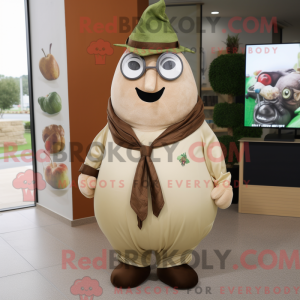 Tan Pear maskot kostume...