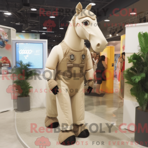 Beige hestemaskotdraktfigur...