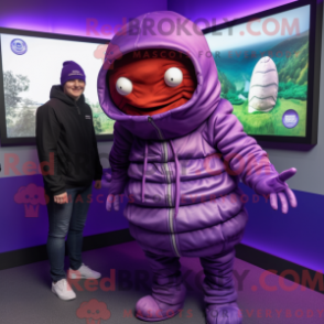 Fantasia de mascote trilobite roxo com moletom e bonés - Mascotes trilobitas - REBROKO_227470 - RedBrokoly.com