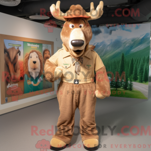 Tan Moose maskot kostume...