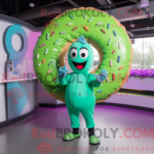 Grøn Donut maskot kostume...