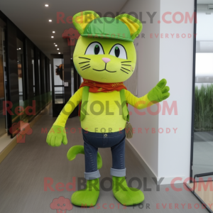 Lime Green Cat maskot...