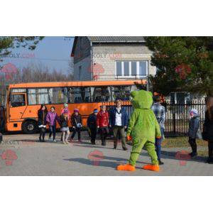 Velmi realistický bílý a oranžově zelený žabí maskot -