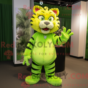 Lime Green Tiger maskot...