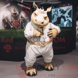 Beige Rhinoceros maskot...