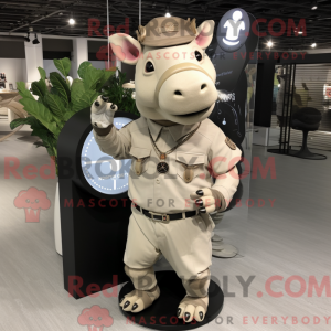 Beige Rhinoceros maskot...