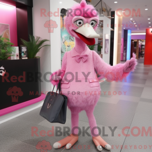Pink Emu maskot kostume...