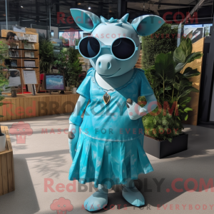 Cyan Rhinoceros maskot...