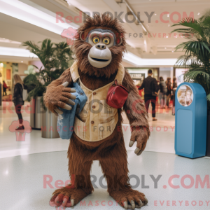 Brown Baboon mascot costume...