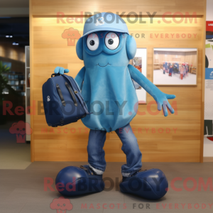 Blue Octopus maskot kostyme...