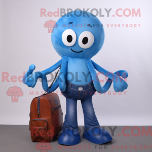 Blue Octopus maskot kostyme...