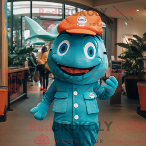 Turkis laks maskot kostume...