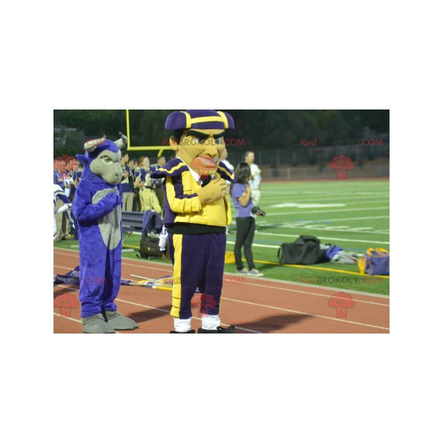 Toreador toreador mascot in yellow and blue outfit -