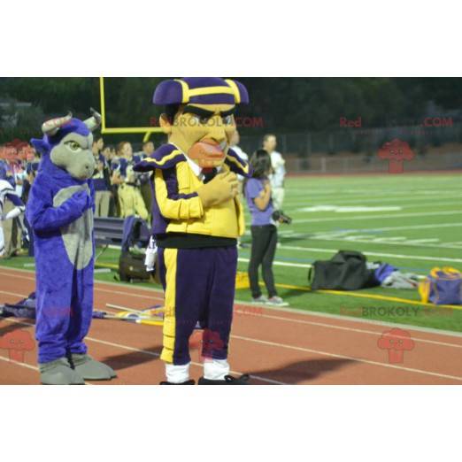 Toreador toreador mascot in yellow and blue outfit -