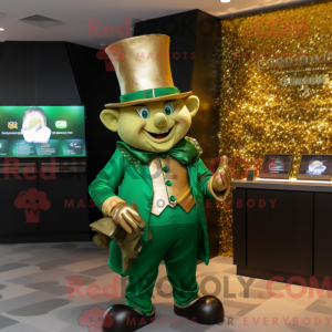 Guld Leprechaun Hat maskot...