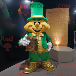 Guld Leprechaun Hat maskot...
