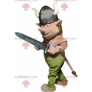 Trollkobold-Maskottchen mit Wikingerhelm - Redbrokoly.com