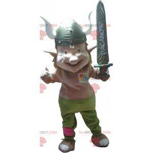 Mascota duende troll con casco vikingo - Redbrokoly.com