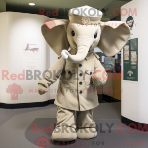 Beige elefantmaskot drakt...