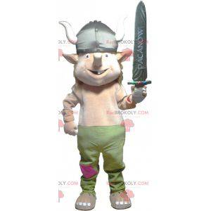 Mascotte de lutin de troll avec un casque de Viking -