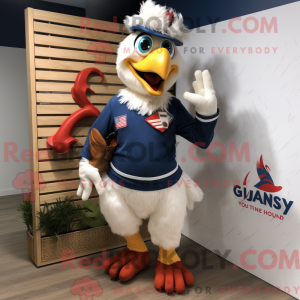 Navy Rooster maskot kostume...