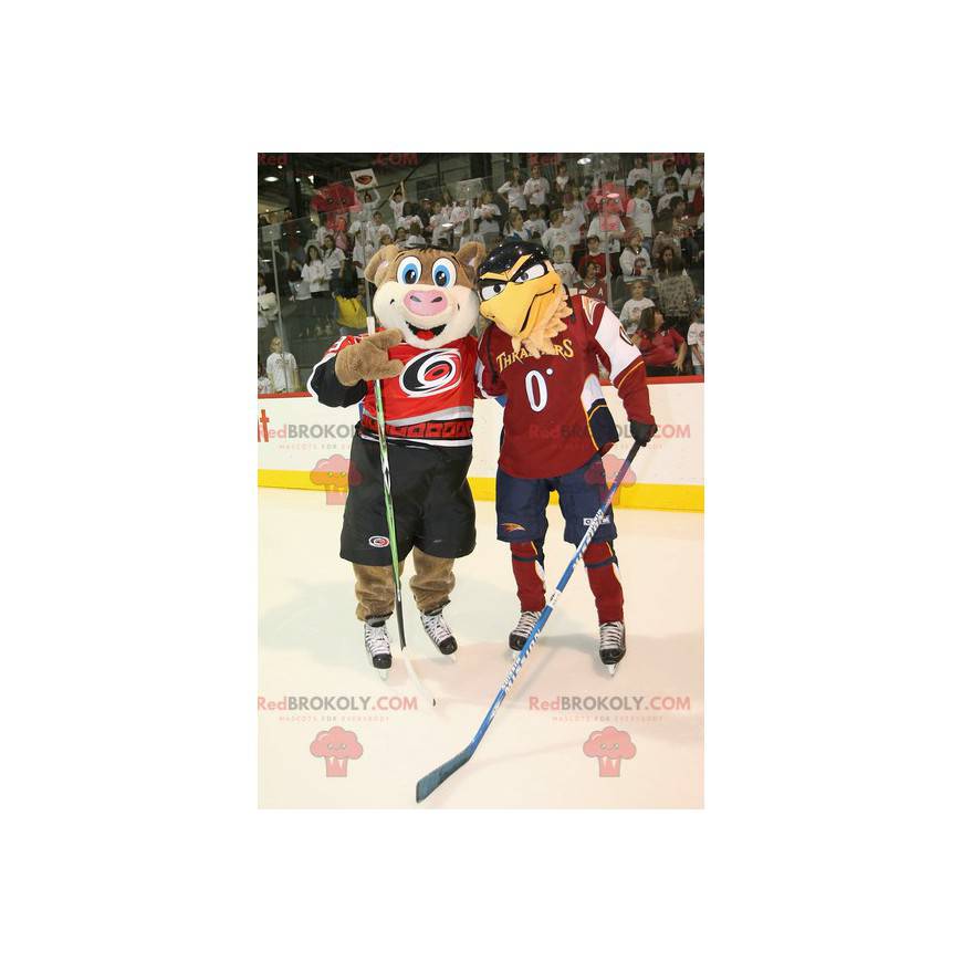 2 maskoti, hnědé prase a béžový orel - Redbrokoly.com 2 maskoti, hnědé prase a béžový orel - Redbrokoly.com