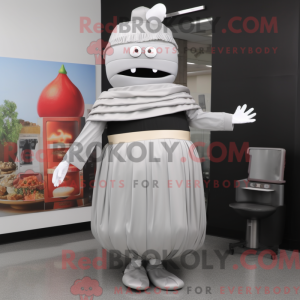 Sølv hamburgermaskotkostyme...